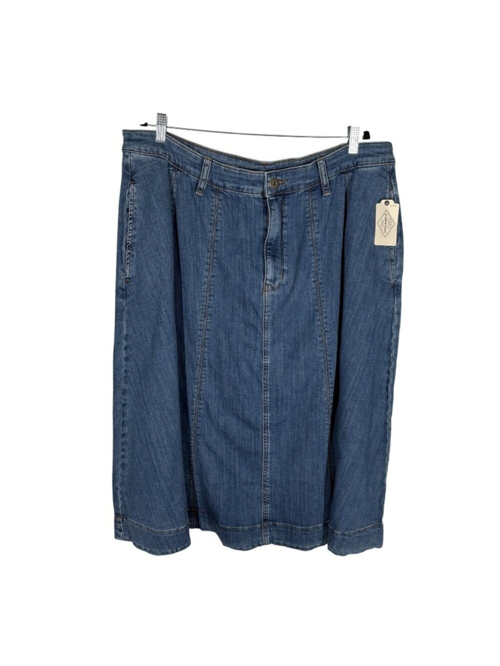 St. John's Bay Women Plus SZ 20W Blue Med Indigo Stone Midi Denim Skirt NWT - Picture 1 of 9